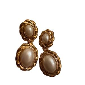 Faux pearl gold plated earrings